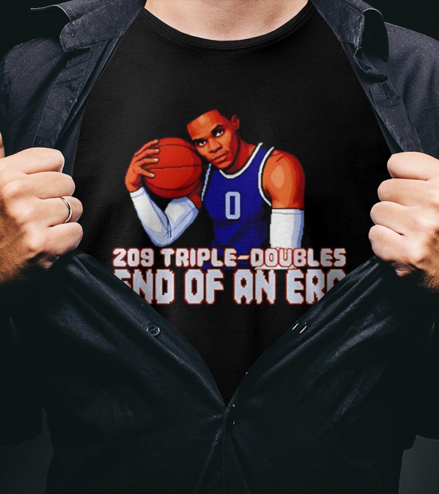 Russell Westbrook 209 Triple Doubles End Of An Era Basketball Legend Pixel T-Shirt