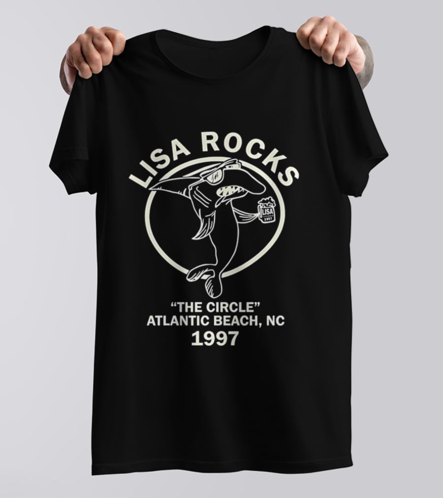 Lisa Rocks The Circle Atlantic Beach NC 1997 Shark T-Shirt