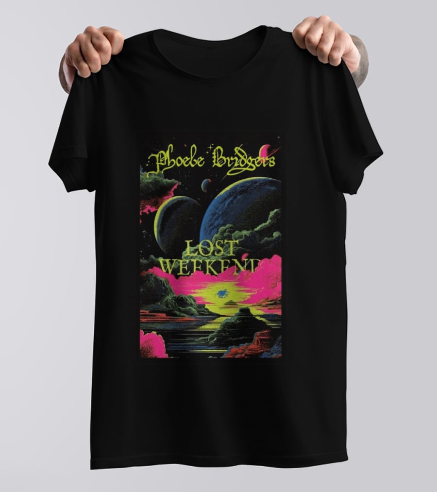 Phoebe Bridgers Lost Weekend 2026 Cosmic Event Planets Clouds Neon T-Shirt
