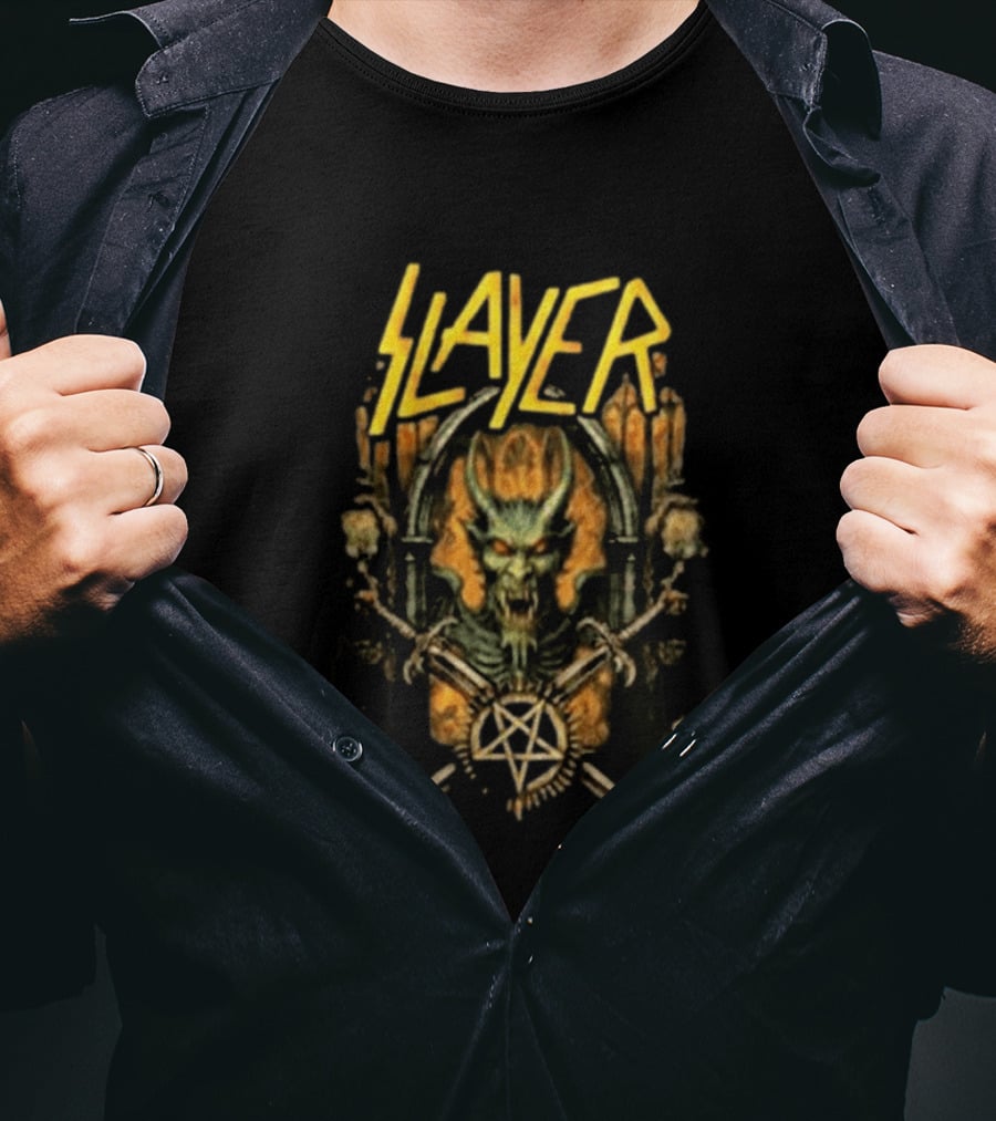 Slayer 2026 Festival Event Sick New World Gothic Skull Demon Pentagram T-Shirt