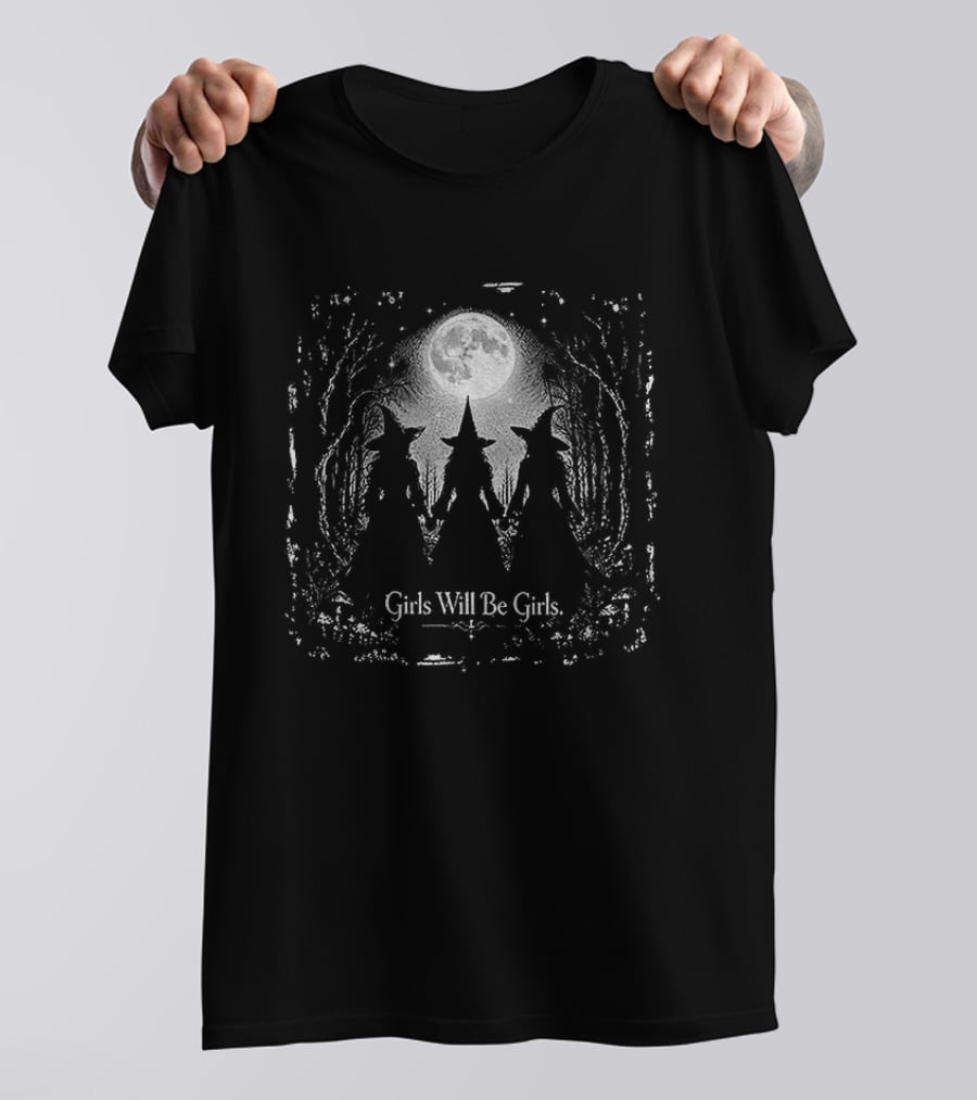 Witches Girls Will Be Girls In The Moonlight Halloween T-Shirt