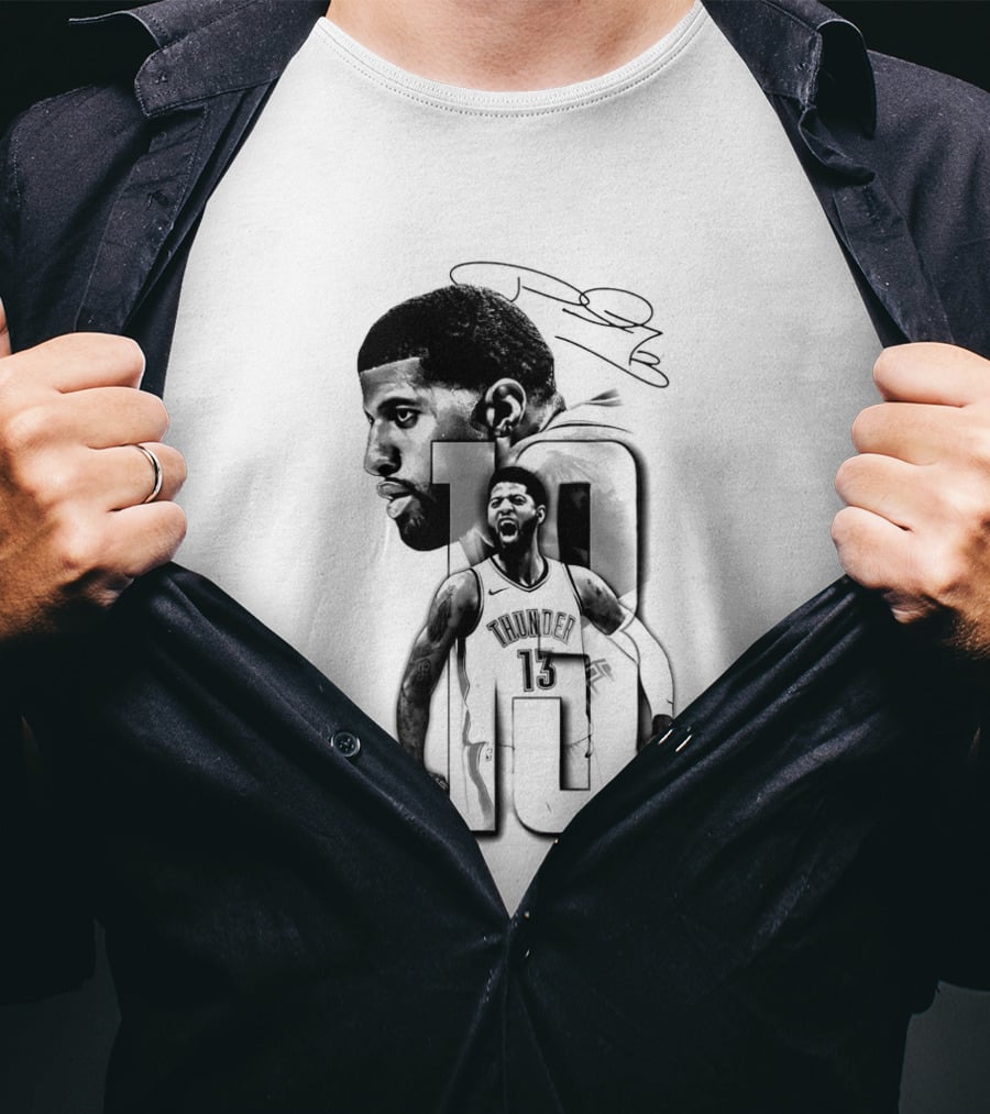 Paul George Oklahoma City Thunder Basketball Player Sketch T-Shirt