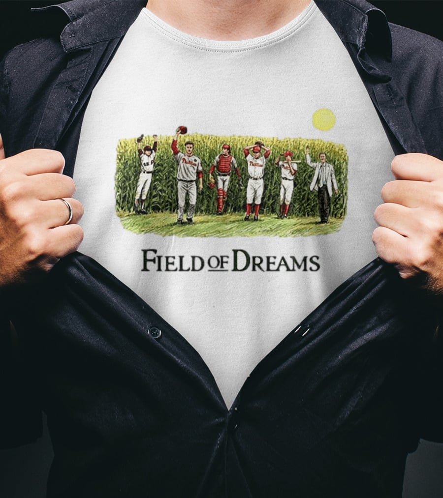 Philadelphia Phillies Baseball Go Phils Field Of Dreams Cornfield Players Scene T-Shirt