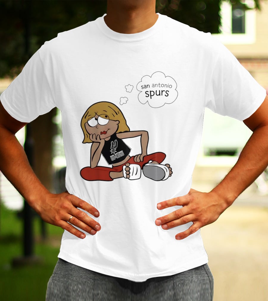 San Antonio Spurs Cartoon Blonde Girl Thought Bubble Daydreaming T-Shirt