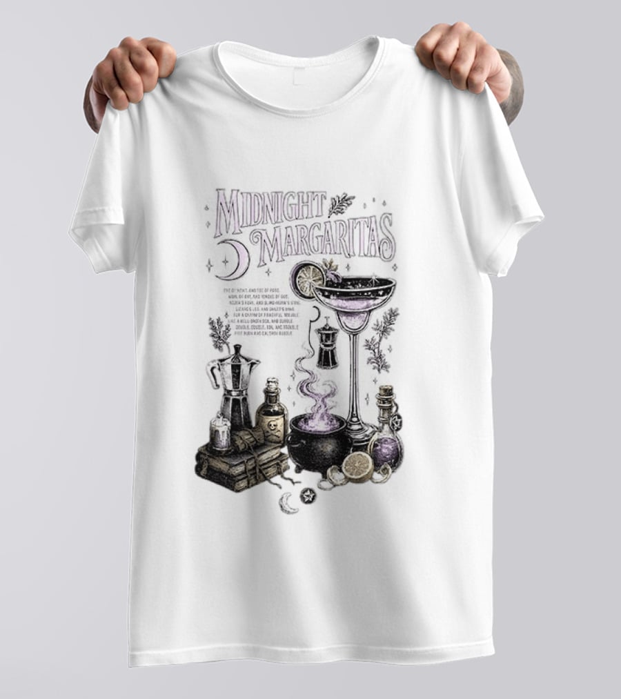 Midnight Margaritas Witchy Cocktail Cauldron Eye Of Newt Toe Of Frog Recipe Potion Essentials T-Shirt