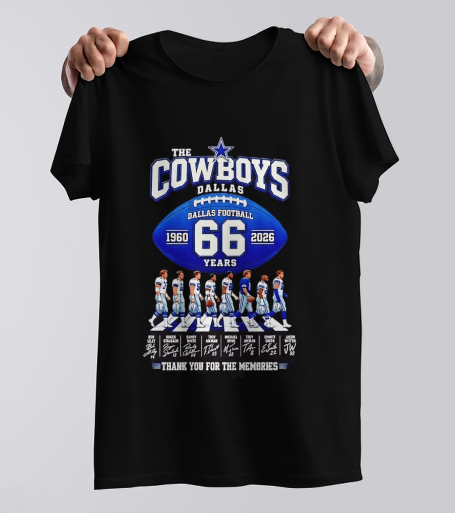 The Cowboys Dallas Football 66 Years 1960 2026 Thank You For The Memories Signatures T-Shirt