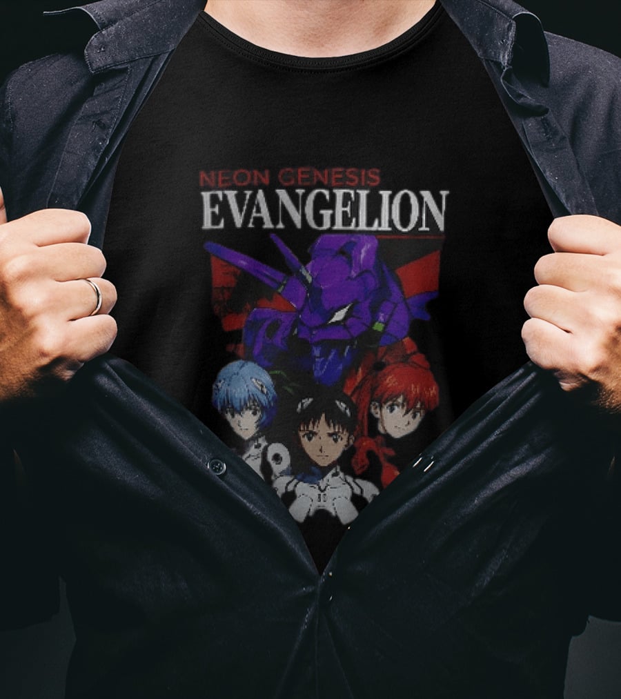 Neon Genesis Evangelion Rei Asuka Shinji With Unit 01 T-Shirt