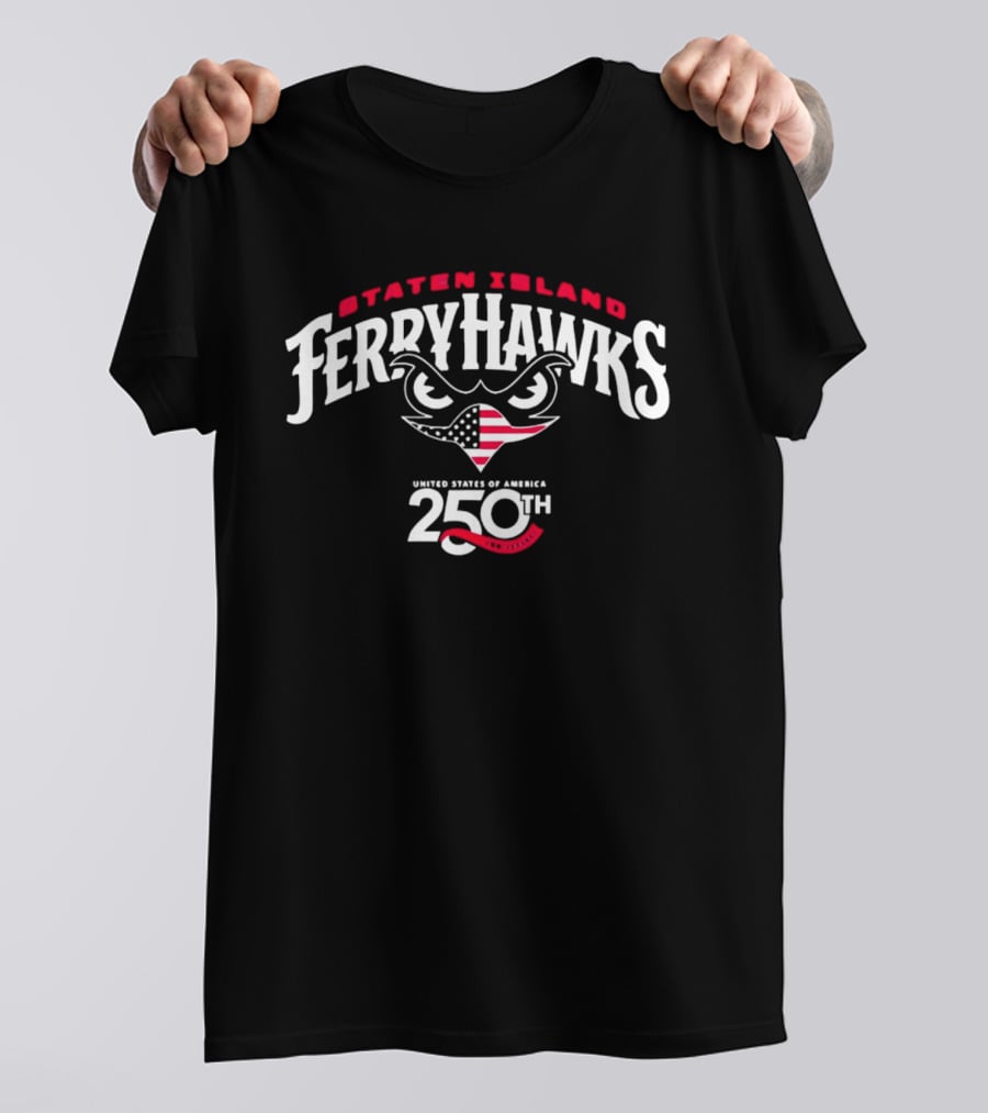 Staten Island FerryHawks United States Of America 250th Anniversary Hawk Head American Flag T-Shirt