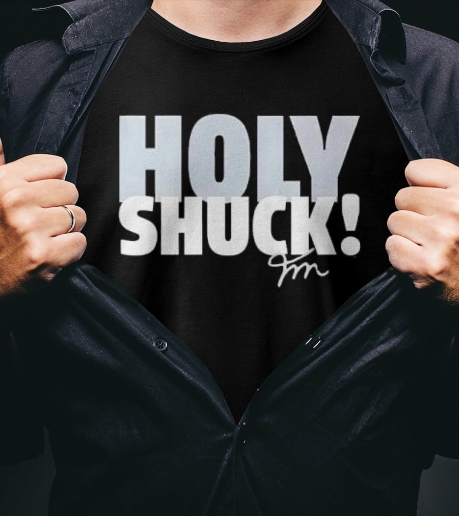 Holy Shuck Overlapping Stacked Cursive Script Signature T-Shirt