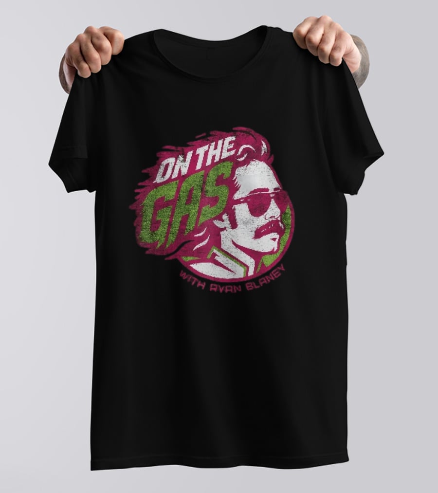 On The Gas With Ryan Blaney Racing Style Retro Hair Sunglasses T-Shirt