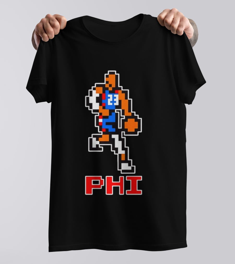 Philadelphia 76ers Phi 8 Bit Pixel Basketball Player 23 Dribbling T-Shirt