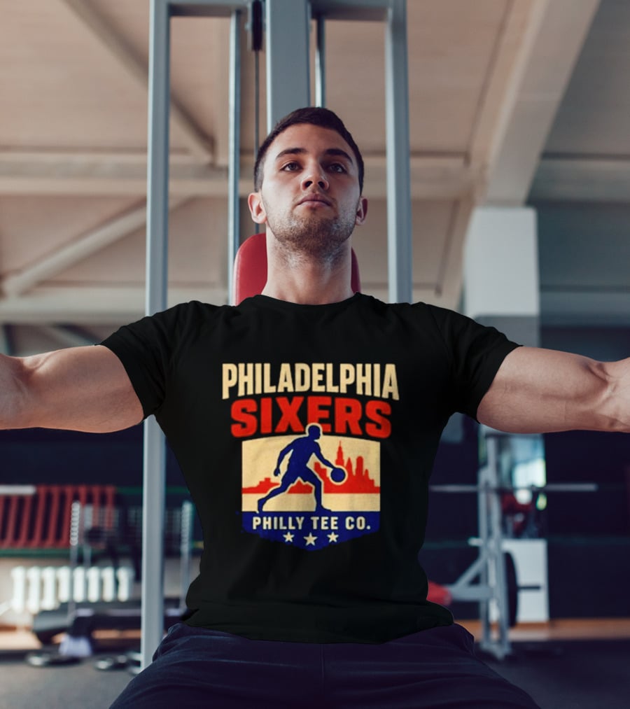 Philadelphia Sixers Dribble Philly Co Retro Skyline T-Shirt