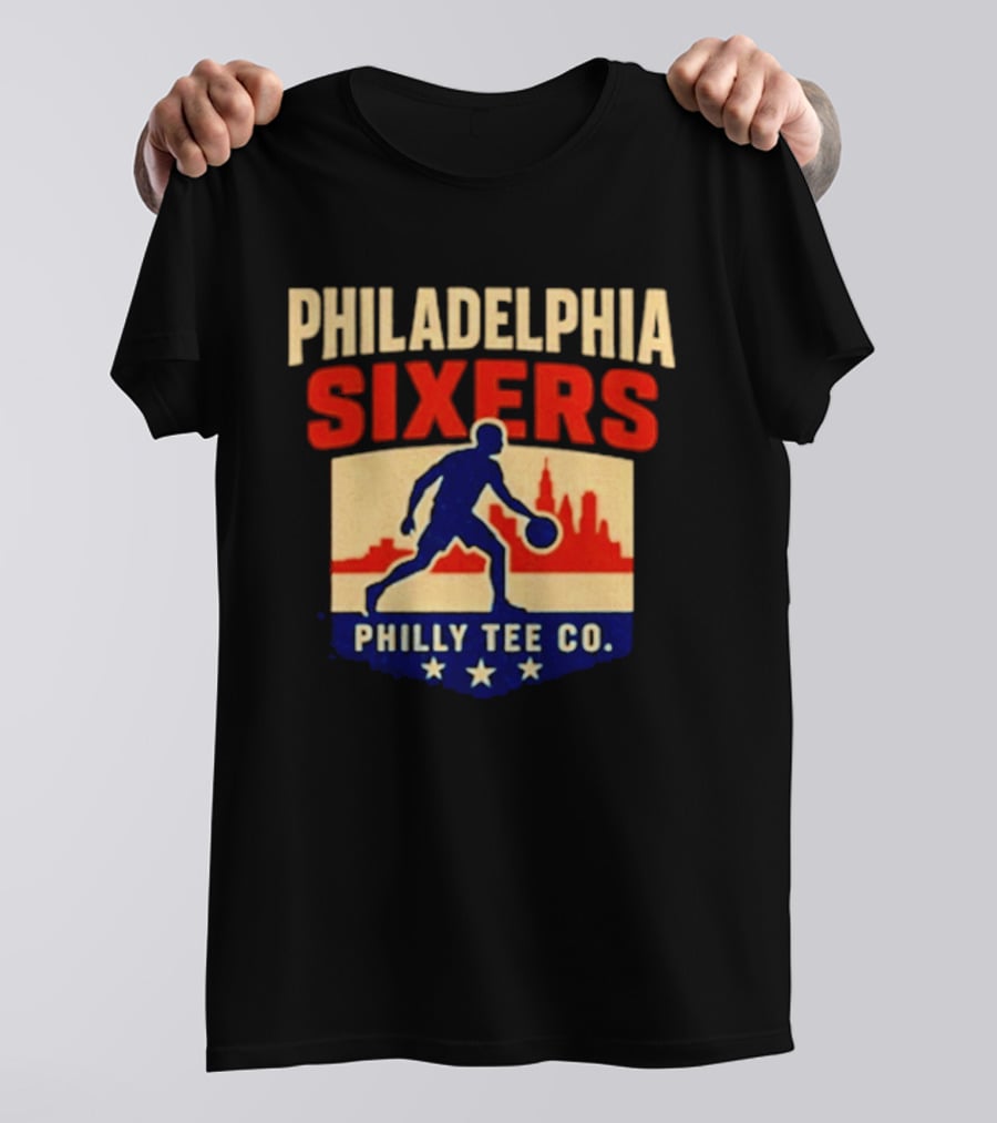 Philadelphia Sixers Dribble Philly Co Retro Skyline T-Shirt