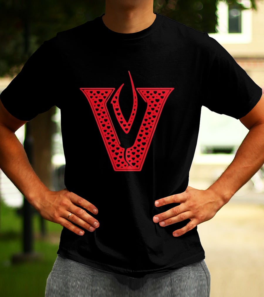 Red V Filled Hearts Flame T-Shirt