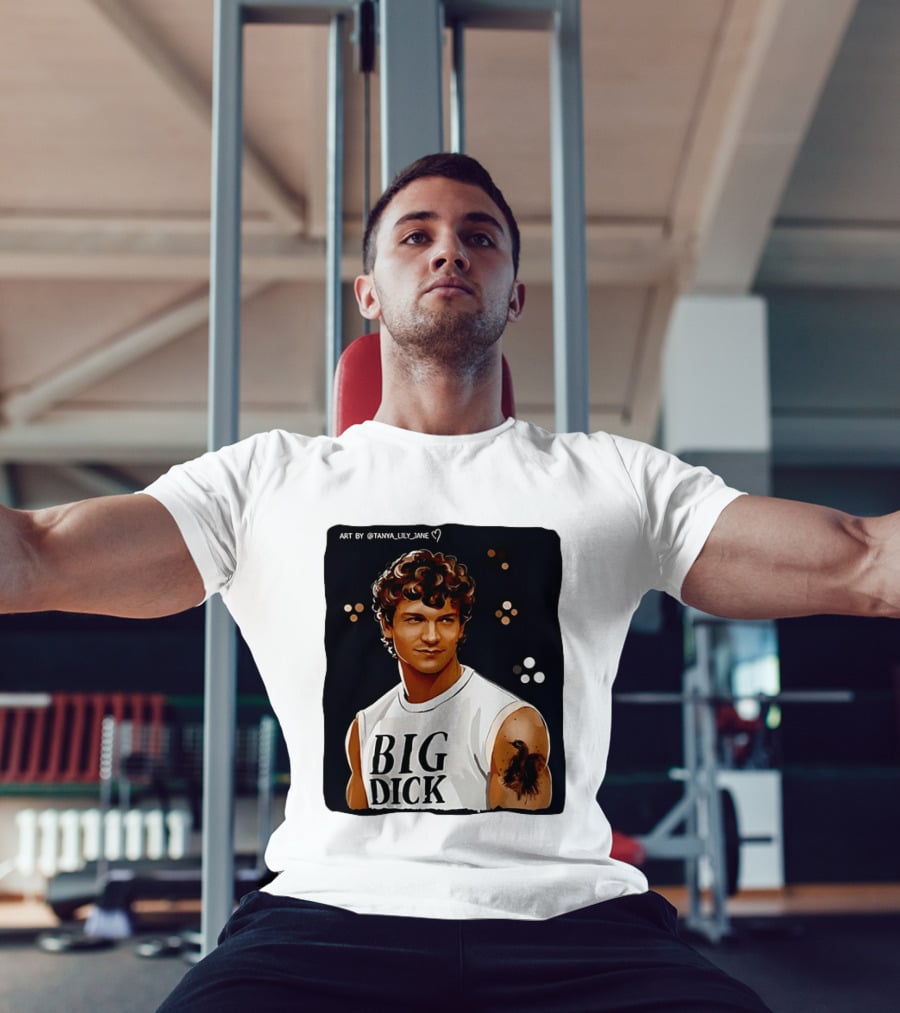 Tanya Lily Jane Big Dick Art Featuring Curly Haired Man T-Shirt