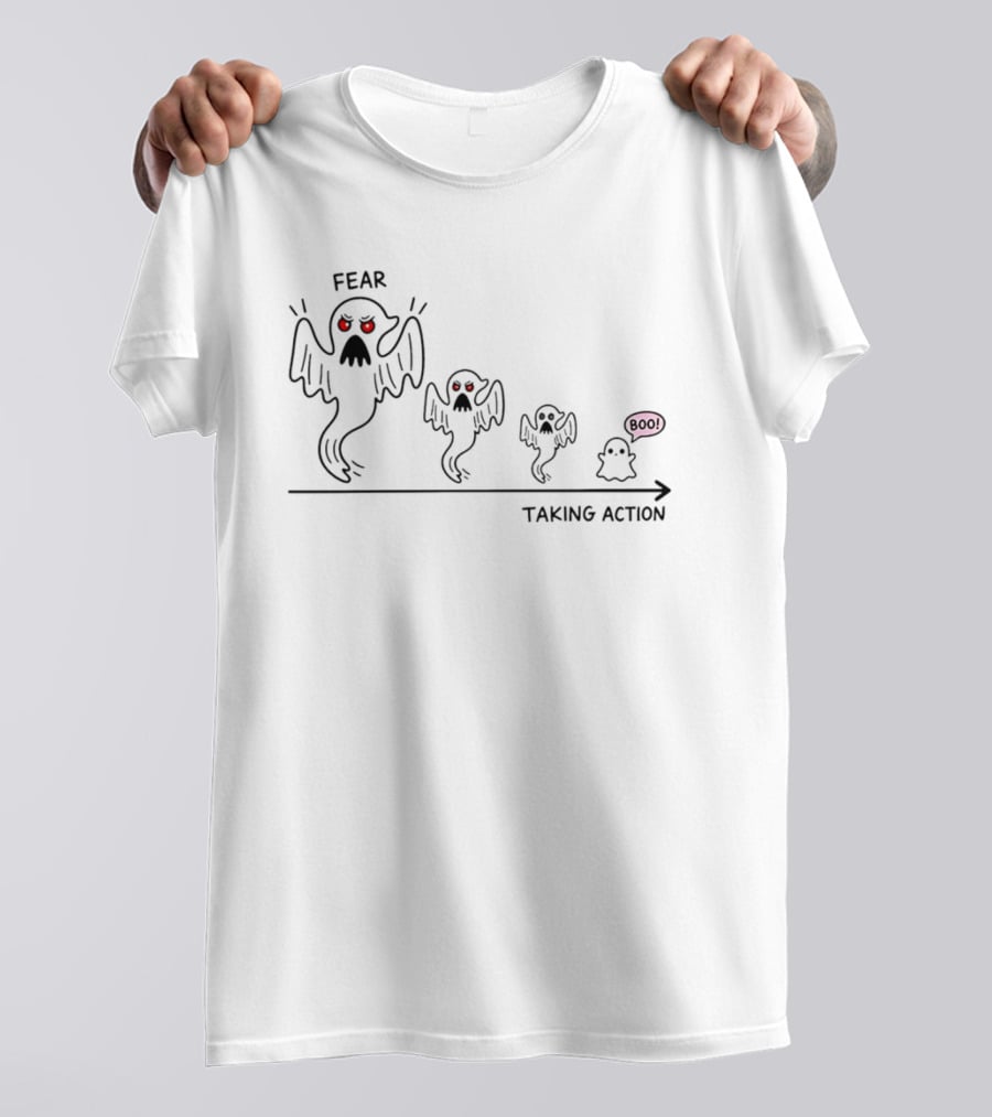 Fear Ghost Evolution Taking Action Boo Journey T-Shirt