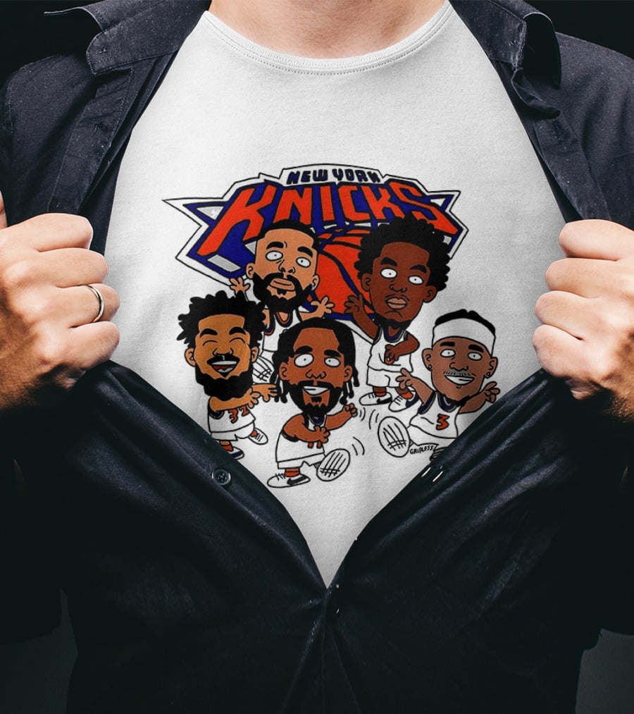 New York Knicks Champs 2026 NBA Players Cartoon Characters T-Shirt