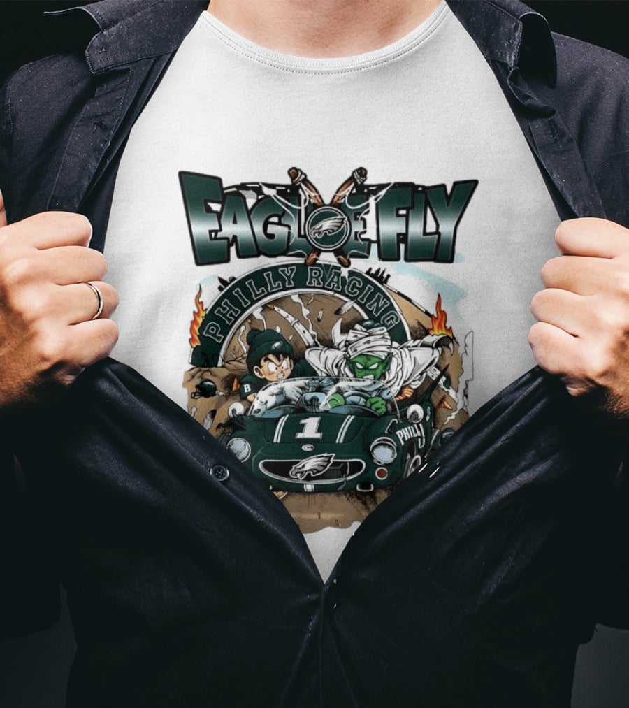Eagle Fly Philly Racing Philadelphia Eagles Anime Characters Driving Race Car T-Shirt
