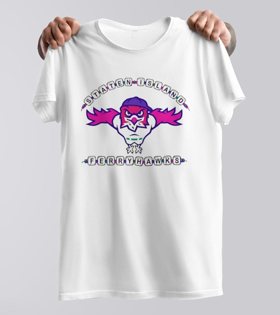 Staten Island Ferryhawks Cartoon Bird Backwards Cap Beads T-Shirt