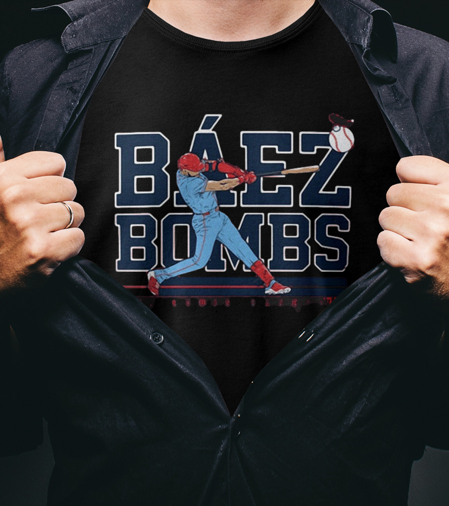 Báez Bombs St. Louis Baseball Player Swinging Bat With Flying Ball T-Shirt