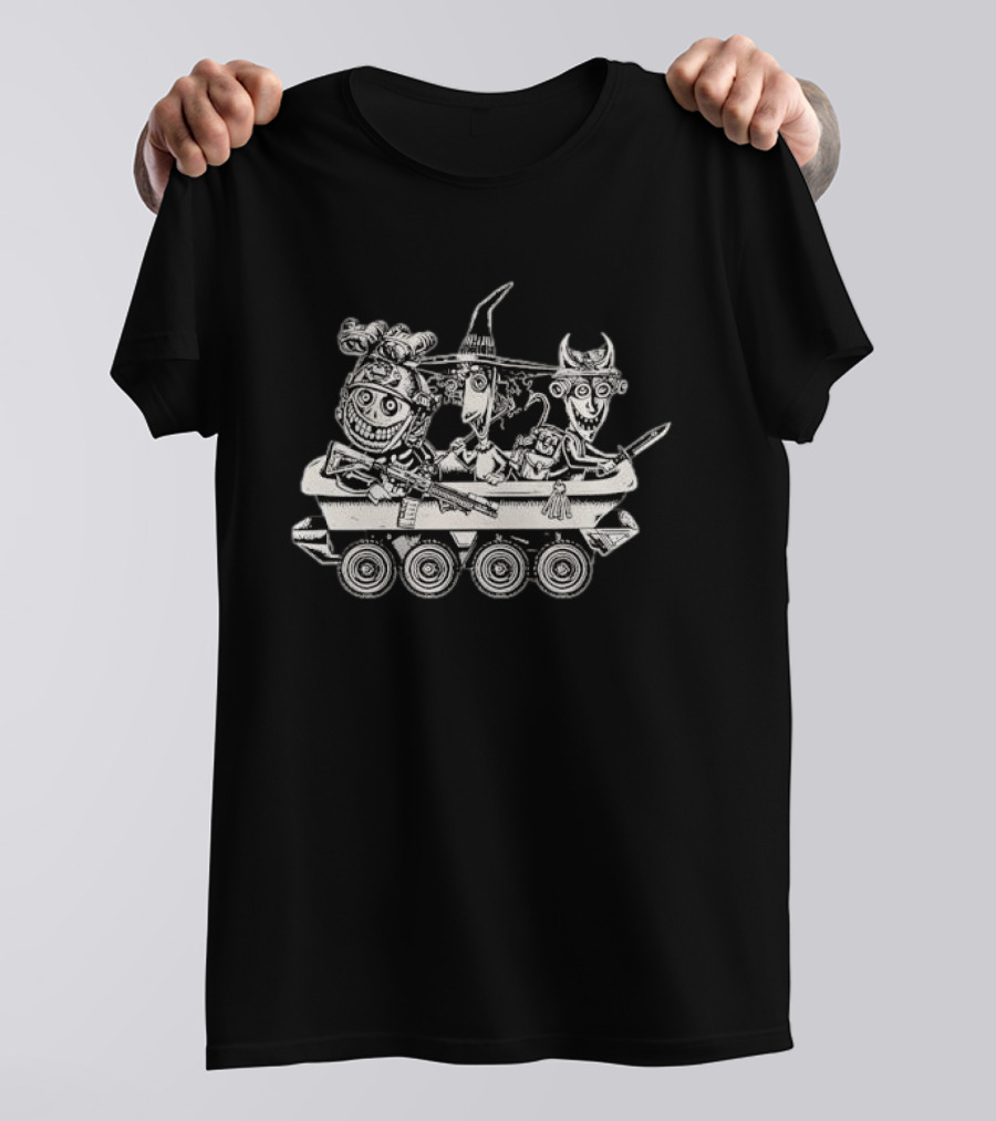 Lock Shock Barrel Tactical Bathtub Tank Black White Cartoon T-Shirt