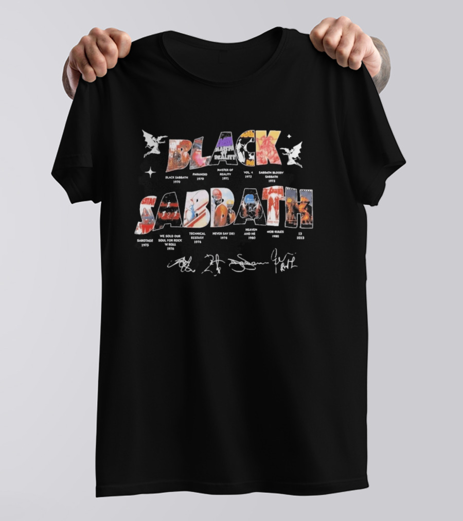 Black Sabbath Albums 1970 2013 Signatures And Discography T-Shirt