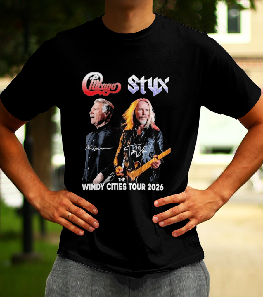 Chicago Styx The Windy Cities Tour 2026 Rock Concert T-Shirt