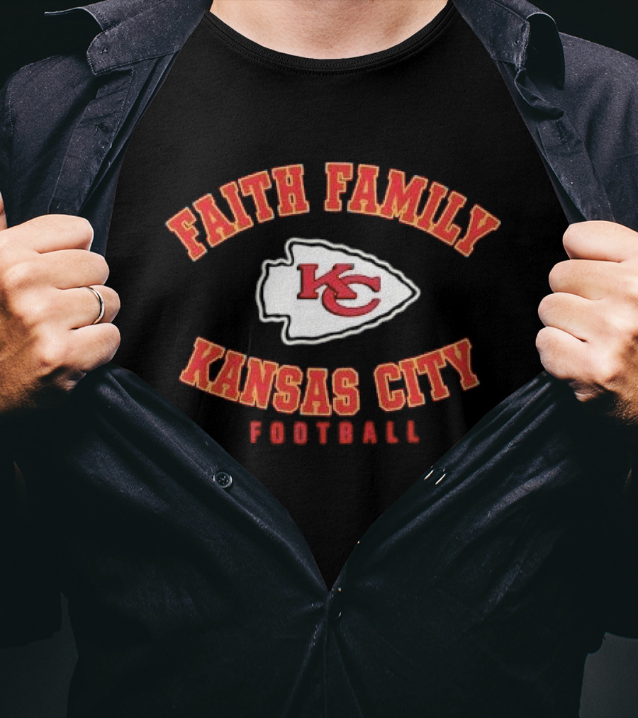 Kansas City Chiefs Faith Family Football KC Arrowhead Patch T-Shirt