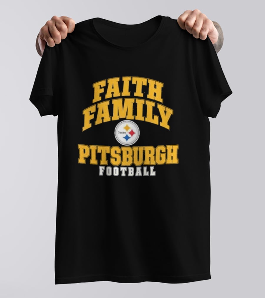 Pittsburgh Steelers Faith Family Football Team Yellow Arched T-Shirt