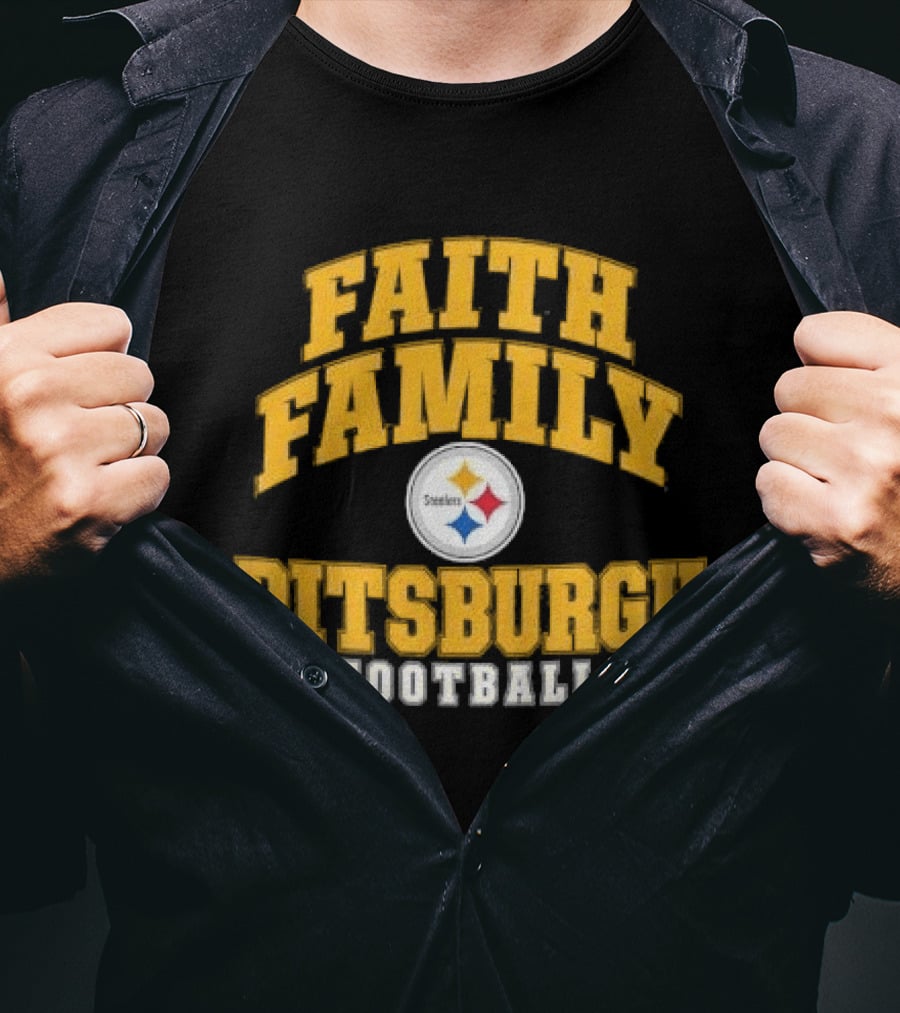 Pittsburgh Steelers Faith Family Football Team Yellow Arched T-Shirt