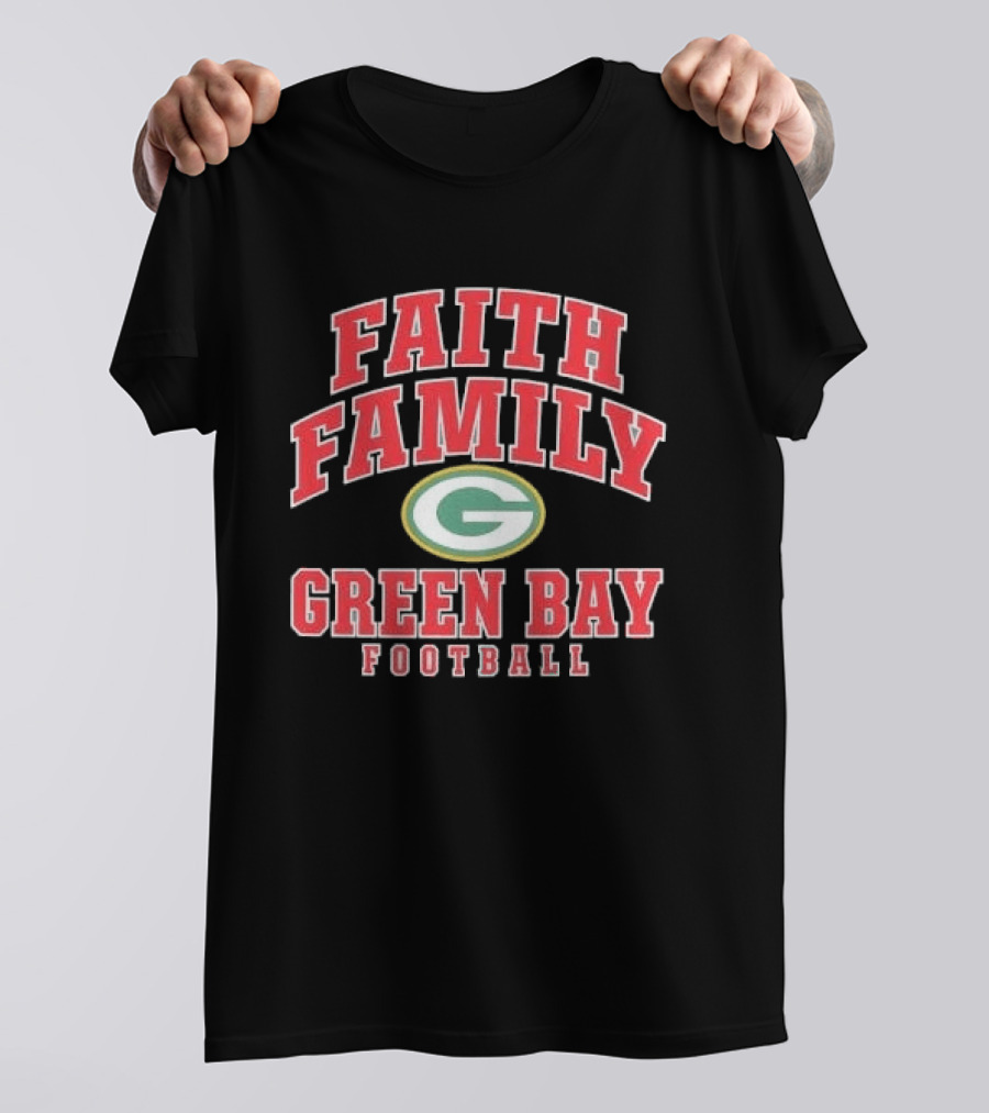 Faith Family Green Bay Football Oval G Distressed T-Shirt