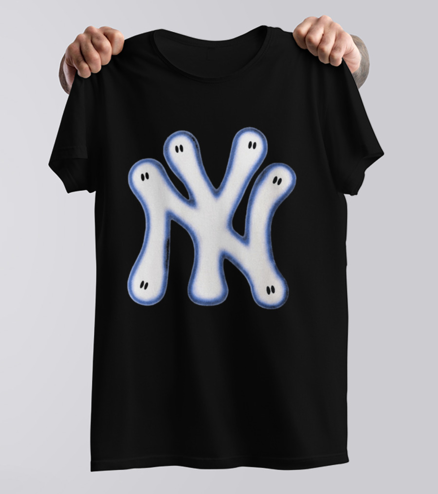 NY Yankees Wash Ghost Airbrush Logo Ghostly NY Yankees T-Shirt