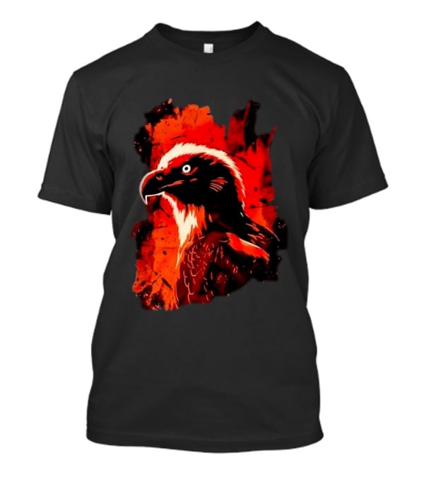 Stylized Bearded Vulture Head Fiery Orange Watercolor Art Bird Wildlife T-Shirt