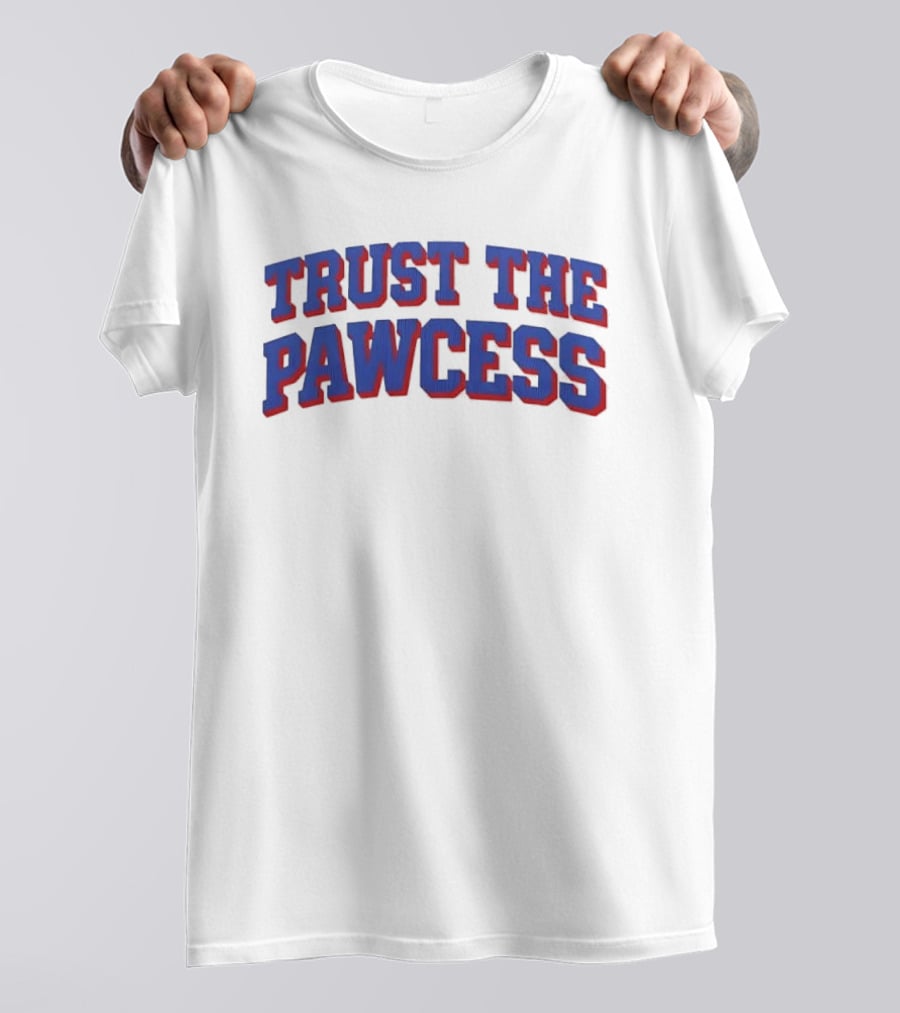 Trust The Pawcess Blue Red Arched 3D Wood Grain T-Shirt