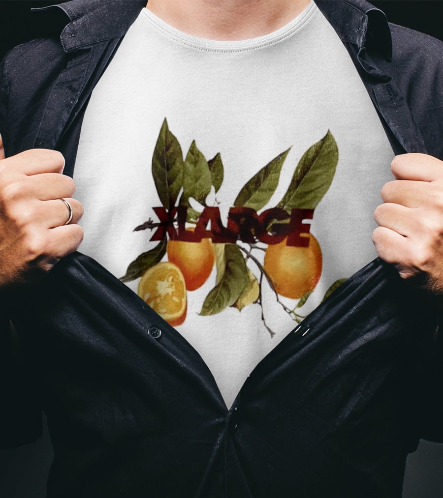 Xlarge Watercolor Oranges Citrus Branch Leaves Slice T-Shirt