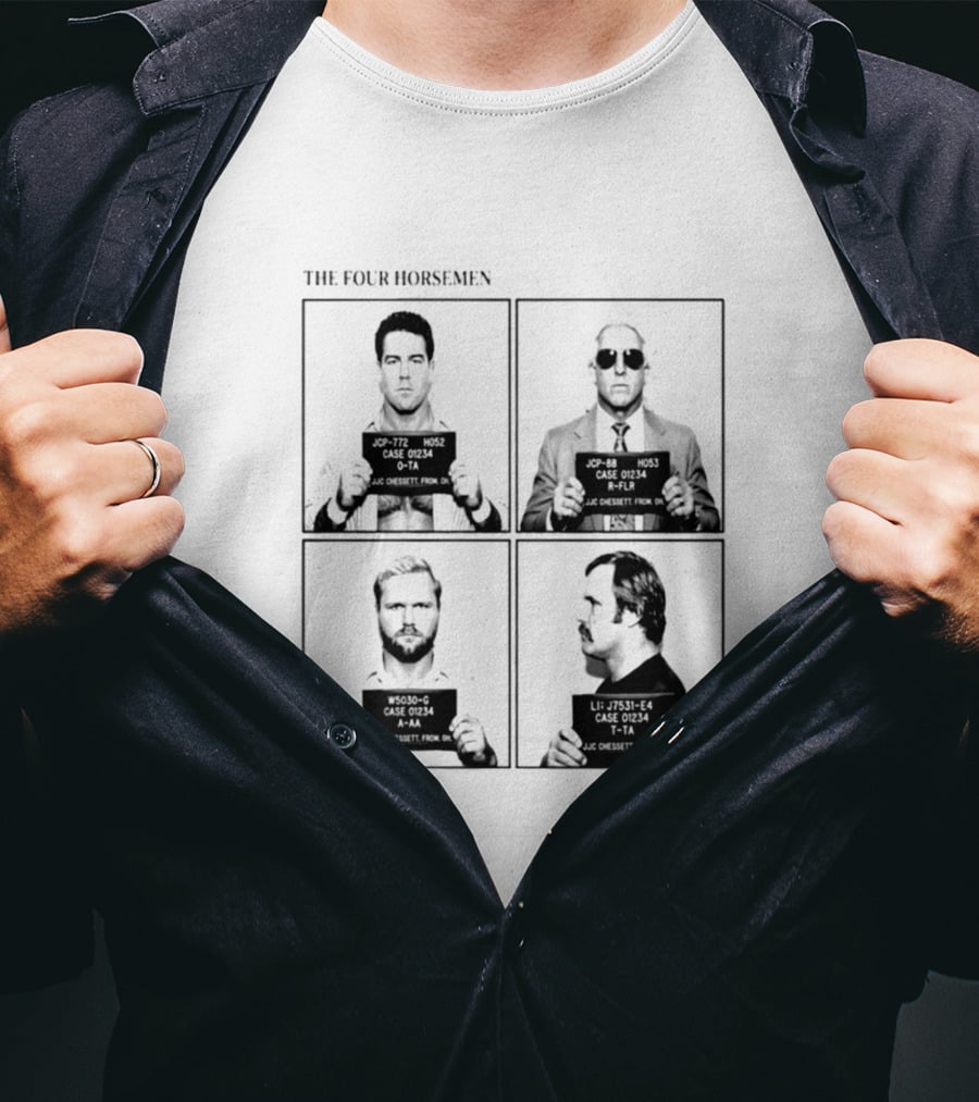 The Four Horsemen Ric Flair Tully Blanchard Arn Anderson Ole Anderson Shot Parental Advisory T-Shirt