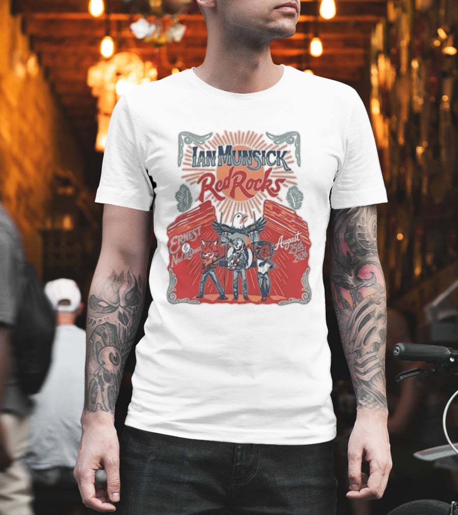 Ian Munsick Red Rocks Morrison CO 08 25 2026 Live Tour Featuring Ernest Neon Dreams T-Shirt