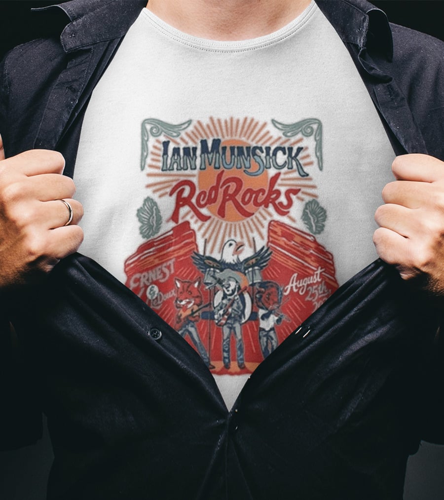 Ian Munsick Red Rocks Morrison CO 08 25 2026 Live Tour Featuring Ernest Neon Dreams T-Shirt
