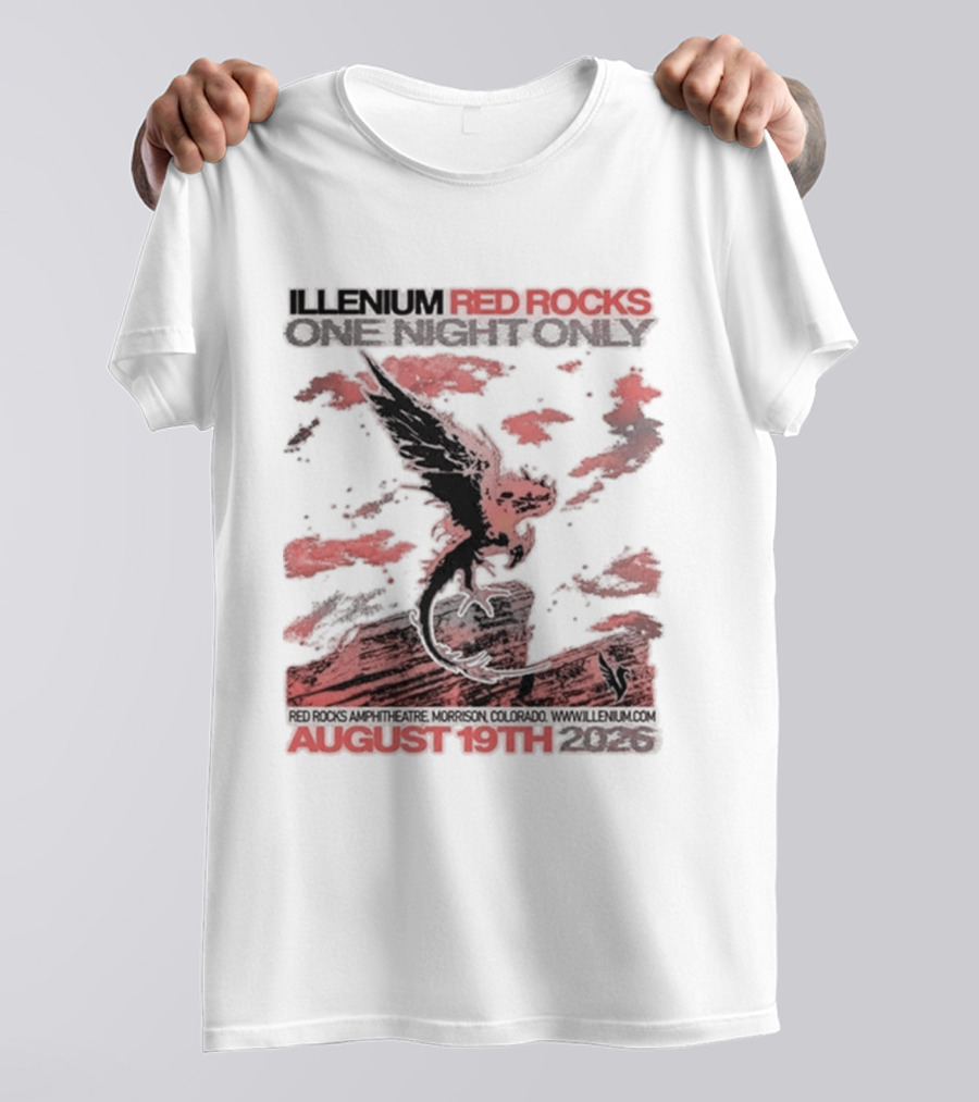 Illenium Red Rocks August 19th 2026 Morrison Colorado One Night Only T-Shirt