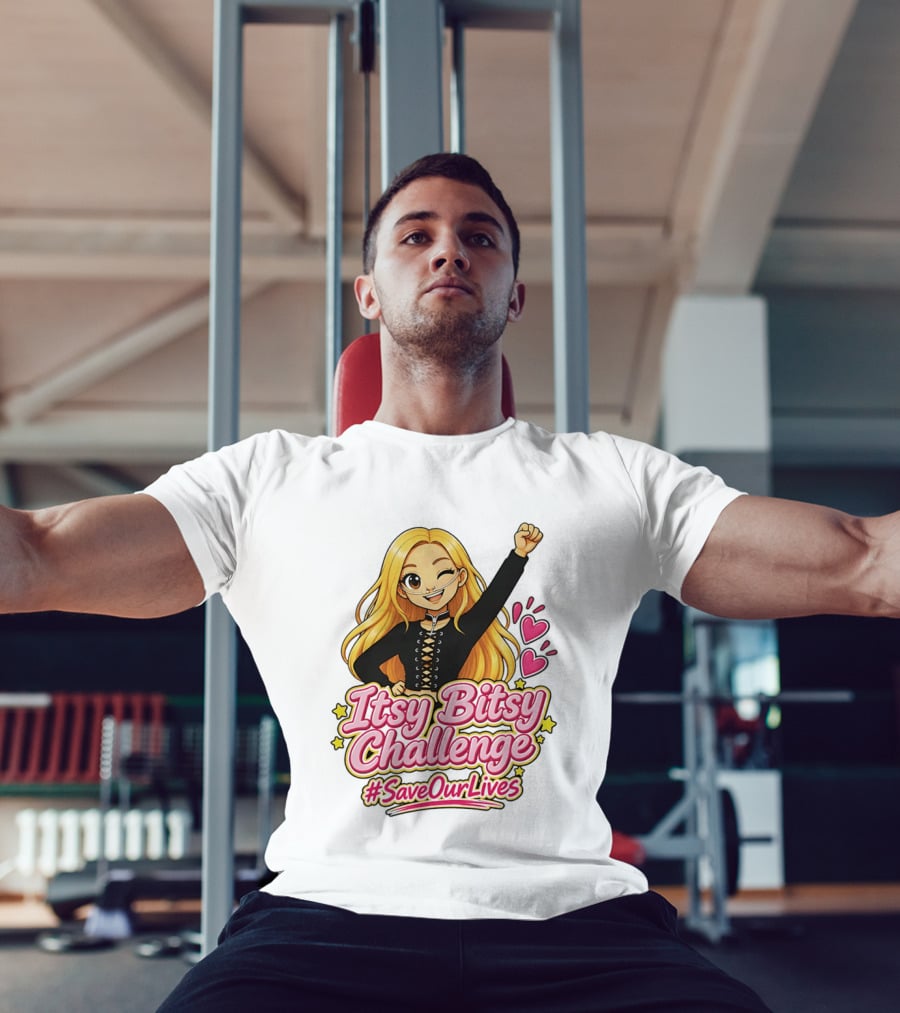 Itsy Bitsy Challenge SaveOurLives With Animated Character And Hearts T-Shirt