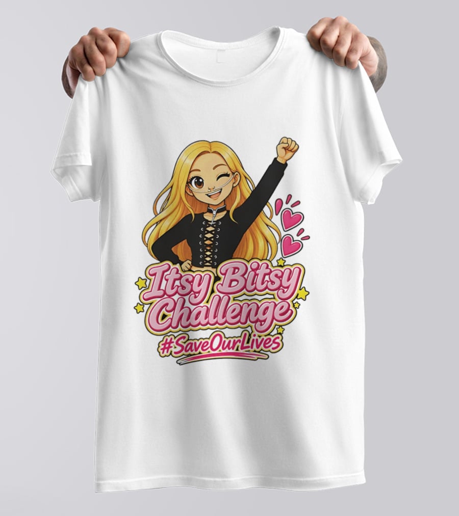 Itsy Bitsy Challenge SaveOurLives With Animated Character And Hearts T-Shirt