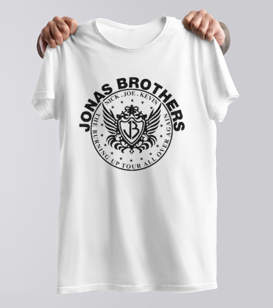 Jonas Brothers JB Crest Nick Joe Kevin Burning Up Tour All Over Again 2026 T-Shirt