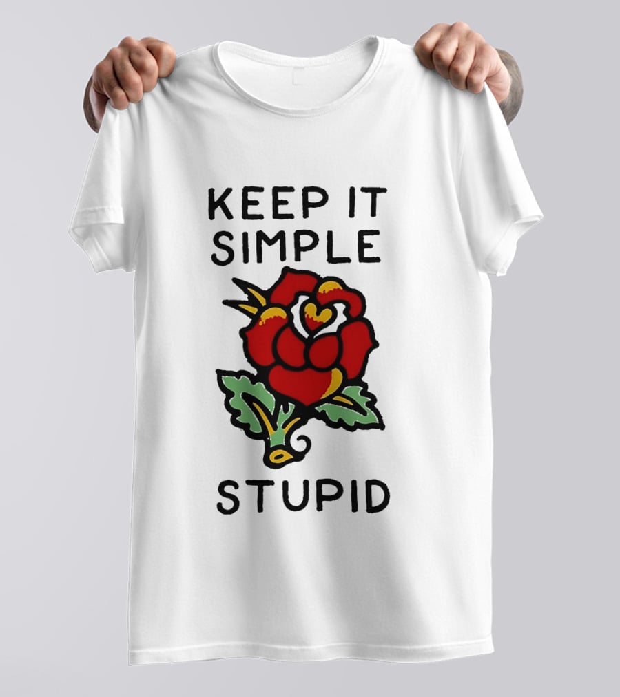 Keep It Simple Stupid Red Rose Kiss Minimalist T-Shirt