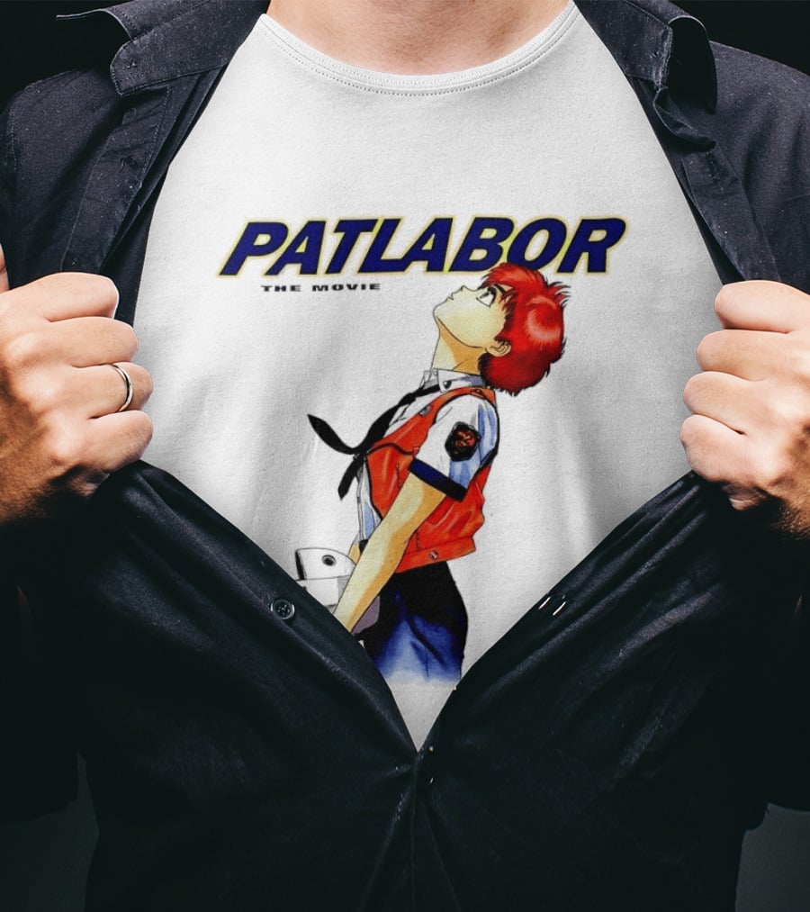 Patlabor The Movie Anime Girl Holding Helmet Looking Up T-Shirt