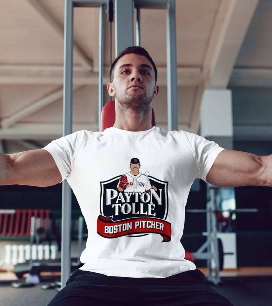 Payton Tolle Boston Pitcher Cartoon Player Shield Ribbon T-Shirt