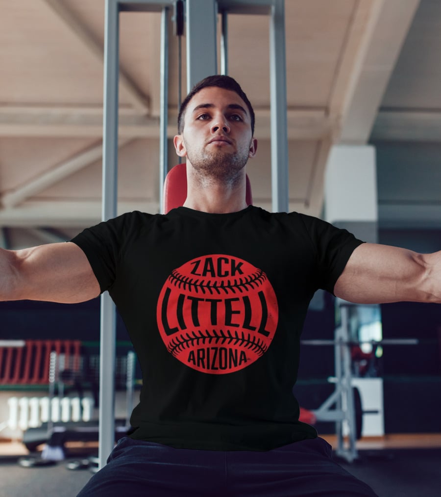 Zack Littell Arizona Distressed Red Baseball Seams T-Shirt