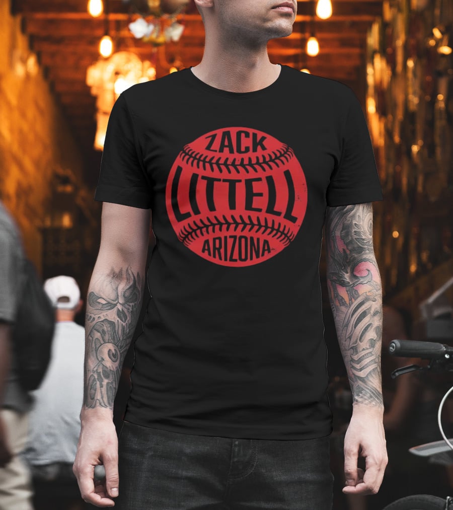 Zack Littell Arizona Distressed Red Baseball Seams T-Shirt