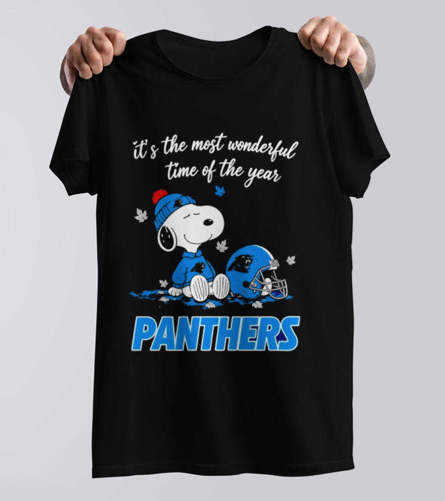 Panthers It's The Most Wonderful Time Of The Year Cartoon Snoopy Beanie Helmet T-Shirt