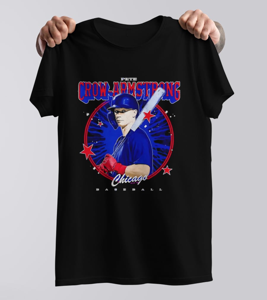 Chicago Baseball Pete Crow Armstrong Batting Photo Red Stars T-Shirt