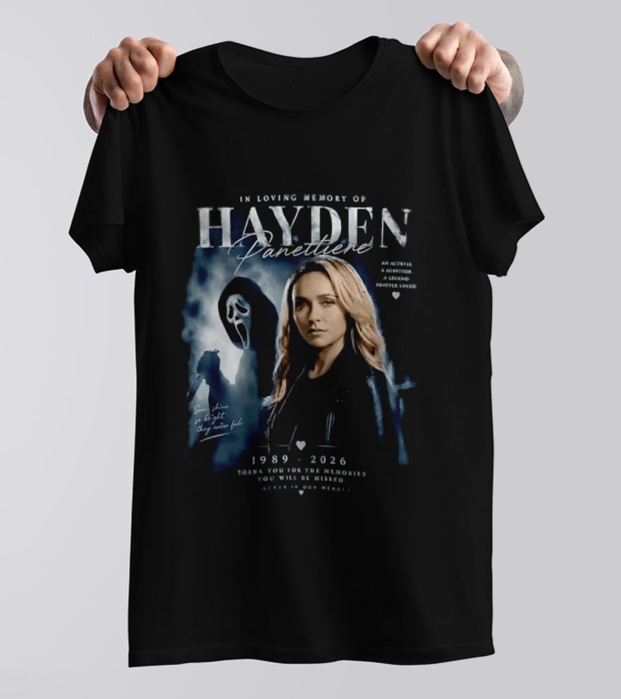 In Loving Memory Of Actress Hayden Panettiere 1989 2026 With Ghostface Shadow T-Shirt